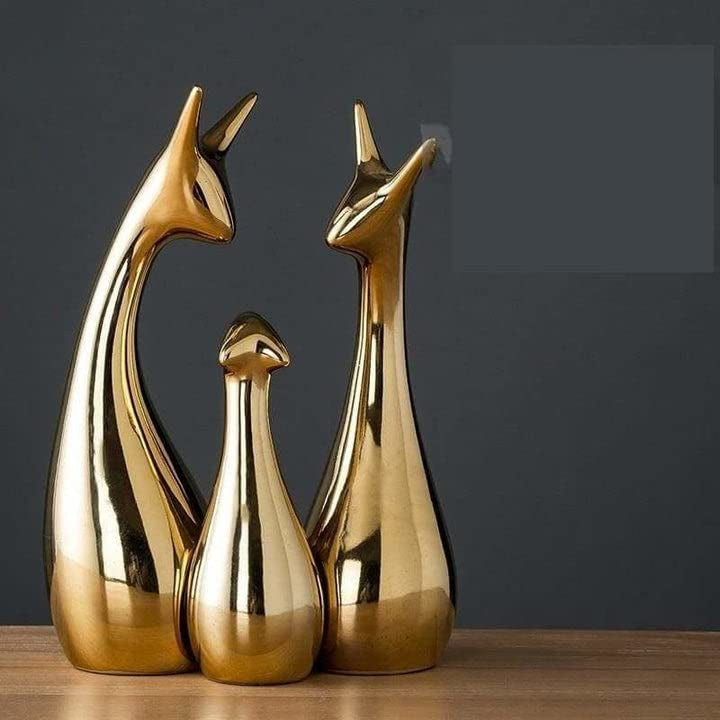 Elegant Golden Deer Family Set – Premium Ceramic Home Decor