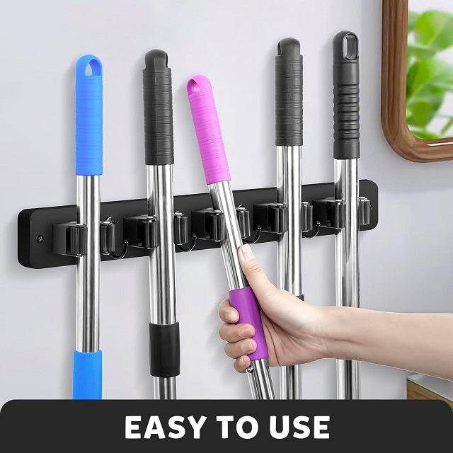 Heavy Duty Mop & Broom Holder – Wall Mount Organizer Rack for Home & Garage