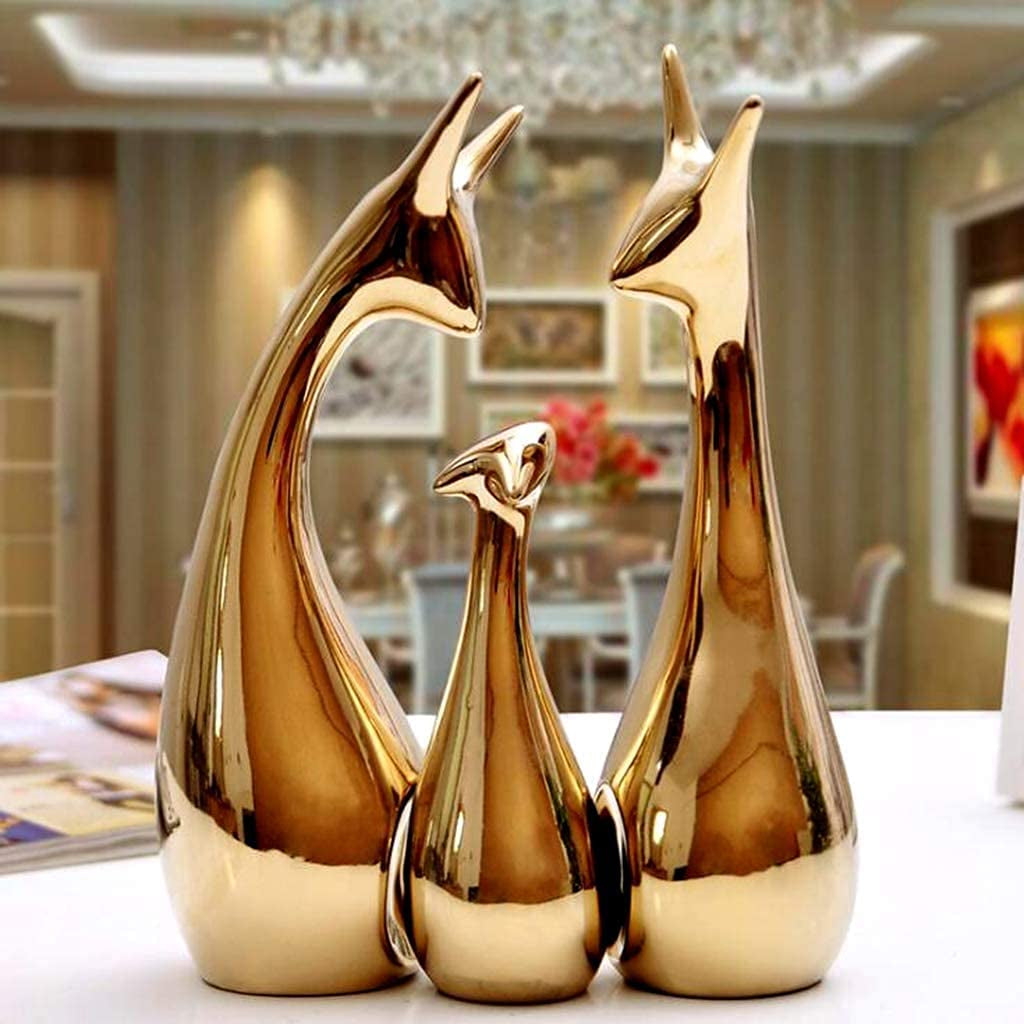 Elegant Golden Deer Family Set – Premium Ceramic Home Decor
