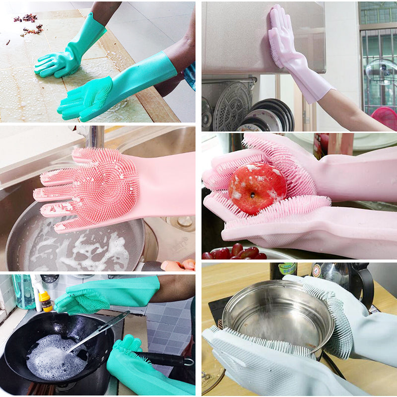 Magic Silicone Cleaning Gloves – Multipurpose Dish & Pet Washing Tool (1 Pair )