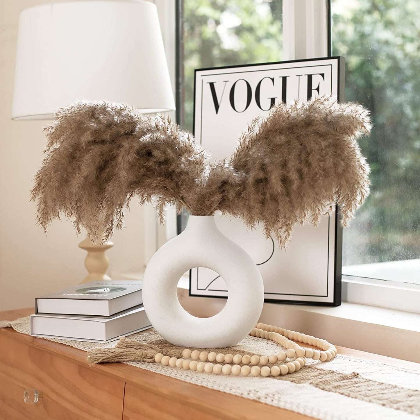 Minimalist Ceramic Donut Vase – Perfect for Dried Flowers & Pampas Grass