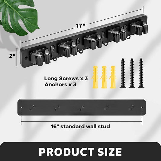 Heavy Duty Mop & Broom Holder – Wall Mount Organizer Rack for Home & Garage